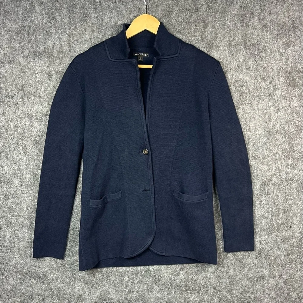 J.Crew Mercantile‎ Navy Blue Cotton Knit Blazer / Cardigan Women’s Size Small